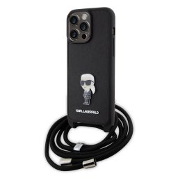 Husa Karl Lagerfeld Apple iPhone 15 Pro Max Saffiano Crossbody Monogram Metal Pin Karl Negru