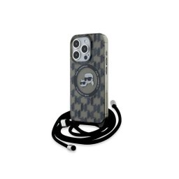 Husa Karl Lagerfeld Apple iPhone 15 Pro Max IML Crossbody Monogram Karl & Choupette's Heads Negru