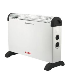 Convector Zass, Alb, 2000W, TURBO CONVECTOR ELECTRIC,Dispersie eficienta a caldurii,3 trepte de putere,Termostat reglabil, Reglare continua a temperaturii, Indicator luminos functionare, Grilaj directionare aer cald, Protectie la supraincalzire, Manere in