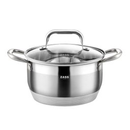 Oala din inox Zass Gourmet ZG-SC01-24 cu capac, Capacitate 6.1L