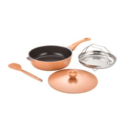 Tigai si seturi Set tigaie multifunctionala din aluminiu turnat sub presiune 4 piese ZASS Gourmet ZG-ACS 07, Roz