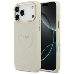 Husa Husa pentru iPhone 17 Pro Max - Guess Peony Hot Stamp MagSafe (GUHMP17XPSAMSECE) - Beige