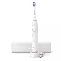 electrica Sonicare 62.000 miscari/minut autonomie 21 zile 2 moduri de periere 3 intensitati senzor presiune luminos functia BrushSync capat de periere Sensitive toc transport Alb