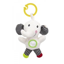 Jucarie cu vibratii pentru bebelusi BabyJem, Elefantel din plus, 6 luni+ (Culoare: Alb / Negru)