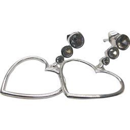 Cercei Damă din Argint 925, Jolie Silver, Model Inimă Contur cu Trei Pietre, Design Elegant și Delicat, Greutate 3 g, Argintiu