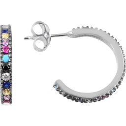Cercei Damă din Argint 925, Jolie Silver, Model cu Pietre Colorate, Design Elegant și Strălucitor, Greutate 1.4 g, Argintiu