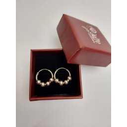 Cercei pentru Dama, Jolie, Argint 925, Model Creole cu 4 Bilute, 12 mm, 1.6g, 1 cm x 1 cm, Argintiu