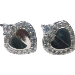 Cercei Damă din Argint 925, Jolie Silver, Model Inimioară cu Piatră și Mini Zirconii, Design Elegant și Delicat, Greutate 1.4 g, Argintiu