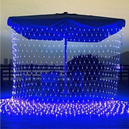 Instalatie Craciun, Tip Plasa, IP 44, 20 x 1 m, 800 LED-uri, Albastru, 8 jocuri de lumini, Transformator cu telecomanda, Interconectabila, Prelungitor 5 m inclus, Fir transparent, Flippy