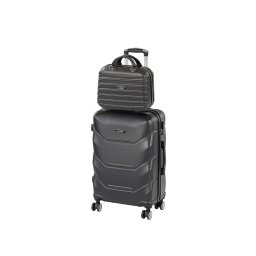 Set valize Leziter TraveLux Max III, ABS, negru – troler mediu 60L + bagaj de mana 11L