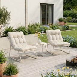 Set mobilier de gradina Malmö bej, 3 piese, cu 2 fotolii si masa