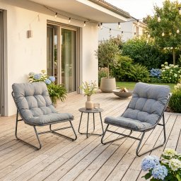 Set mobilier gradina Malmö 3 piese cu fotolii si masa, gri închis