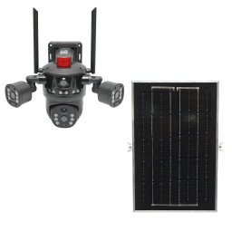 Camera de supraveghere 4G dual lens cu panou solar 8W, PTZ 360 si AI