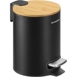 Cos de gunoi baie SONGMICS 3L cu pedala, capac bambus si soft close