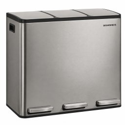 Cos de gunoi SONGMICS din inox, 3 compartimente, 54L, gri argintiu
