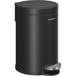 Cos de gunoi SONGMICS cu pedala 6L, soft-close, otel, negru