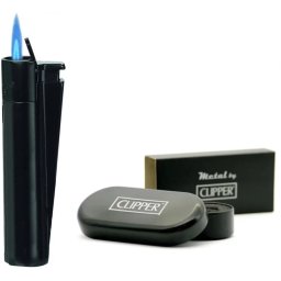 Clipper Bricheta antivant metalica Jet Flame negru mat + cutie