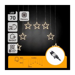 Aigostar - Ghirlandă LED de Crăciun pentru exterior 70xLED/230V 1,2x1m IP44 alb cald stele