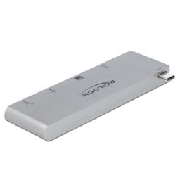 Card reader 3 port hub and 2 slot card readers, card readers (silver, USB-C 3.2 Gen 1)