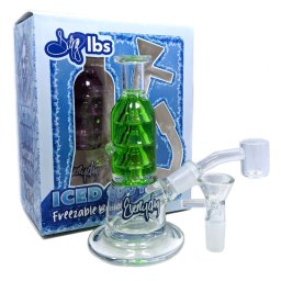 Dogg Lbs Bong din sticla plante/ulei Quartz cu Lichid pt congelator verde 14cm