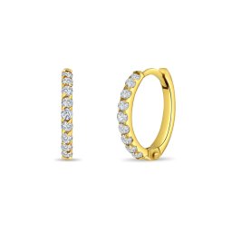 Cercei din Aur 14K pentru Copii, model Creole Huggie cu Pietre CZ, inchidere cu Tortita