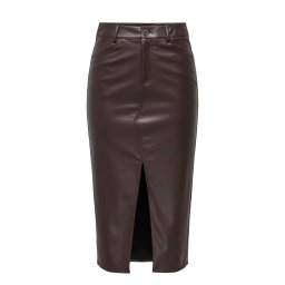 ONLY Fusta Onlbitten Faux Leath Pencil 15373299 19-1110 TCX chocolate plum