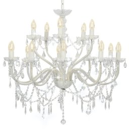 Candelabru cu 2 randuri, alb, becuri 15 x E14 GartenMobel Dekor