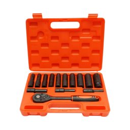 Trusa chei tubulare lungi 8-24 mm cu clichet 1/2, Cr-V, 14 piese