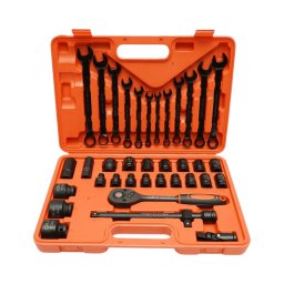 Trusa chei tubulare si combinate 37 piese Cr-V, 1/2 inch, Breckner