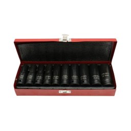 Trusa chei tubulare de impact lungi 10-24 mm, patrat 1/2 inch, 10 piese, Cr-Mo, Breckner Germany