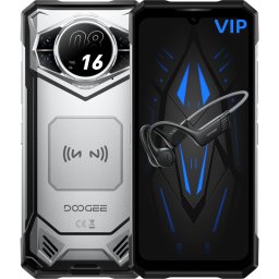 Telefon Doogee S200 VIP 5G Dual Display 6.58 IPS 120Hz 1.32 AMOLED 256GB 10100mAh IP68 IP69K Android 16 Silver + Casti Wireless BoneBeat Run