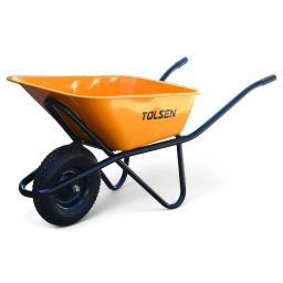 Roaba pentru gradina si constructii, Tolsen, cuva otel 85 L, sarcina 150 kg, roata pneumatica 4.00-8, galben,
