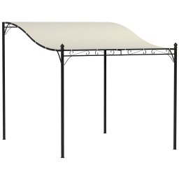 Pergola adosata curbata, metal/poliester, 298x248x200/250 cm, 16 orificii drenaj, rezistenta vant nivel 4, 2 decoratiuni + 8 tarusi + 8 suruburi incluse, alb crem - Verificat A · Re-Bloom