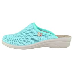 Saboti dama, Fly Flot, T4-368-FE-Turcoaz, de casa, textil, ortopedici, cu talpa joasa, turcoaz (Marime: 38)