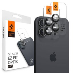 Folie protectie Spigen Sticla Securizata Set 2 bucati Neagra AGL07921 EZ FIT pentru Apple iPhone 16 Plus / 16