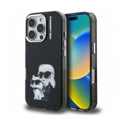 Husa Karl Lagerfeld Apple iPhone 16 Pro Max IML Aquarelle Logo Karl & Choupette Negru