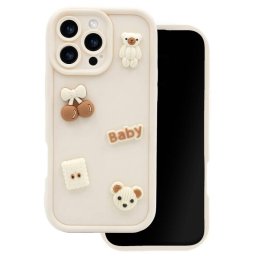 Husa OEM Apple iPhone 16 Pro Max Ultra Trendy 3D Bear Bej