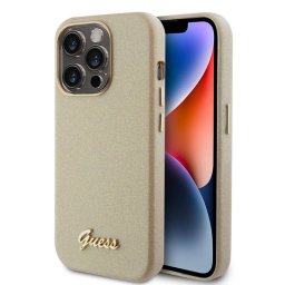 Husa Guess Apple iPhone 15 Pro Max Glitter Glossy Script Bej