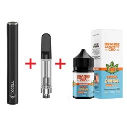 Set baterie Vaporizator Pen + Cartus 510 + E-Liquid CBD 1500mg Orange Cream Orange County Cali 50ml