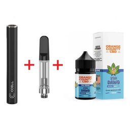Set baterie Vaporizator Pen + Cartus 510 + E-Liquid CBD 1500mg Star Dawg - pin & skunky Orange County Cali 50ml