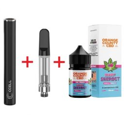 Set baterie Vaporizator CCELL M4 + Cartus 510 + E-Liquid CBD 1500mg Sunset Sherbet Orange County Cali 50ml