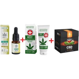 Cannaline Set calmare Ulei canabis Pure CBD 20% 10ml + Crema Mancarime Calmare Regenerare cu ulei CBD 15% Encann REST 150ml + Ceai negru Calmare si Energizare cu CBD 7.5mg (fara cofeina) Multitrance Pyramid Deluxe x20