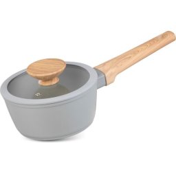 Oala ceramica cu capac de sticla, maner lemn, 1.3 L, 16 cm, MagicHome Harmony
