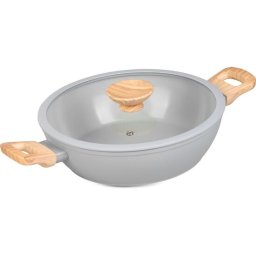 Cratita ceramica cu capac de sticla, manere lemn, 2.8 L, 26 cm, MagicHome Harmony