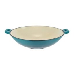 Wok din Fonta Emailata, Turcoaz, Perfect Home, 37 cm