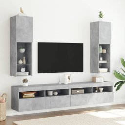 Comode TV cu lumini LED, 2 buc., gri beton, 30,5x30x102 cm GartenMobel Dekor