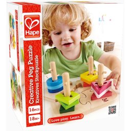 Puzzle creativ din lemn Hape pentru sortare forme si culori, 1 an+