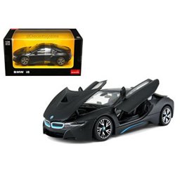 Masinuta metalica BMW i8 negru, scara 1:24, model Rastar