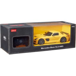 Masina cu telecomanda Mercedes-Benz SLS AMG galbena, scara 1:18