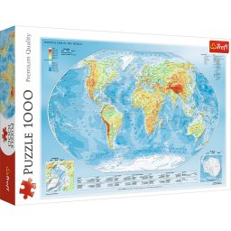 Puzzle Trefl 1000 piese cu Harta Fizica a Lumii, multicolor